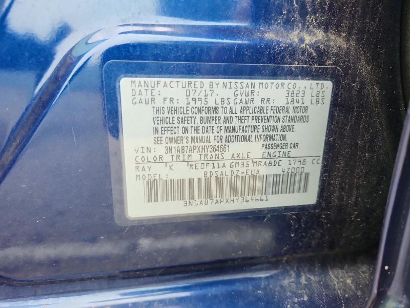 3N1AB7APXHY364661 2017 NISSAN SENTRA photo no. 12