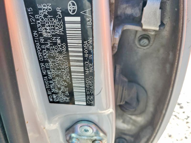 2016 TOYOTA PRIUS C — Фото 12 из 12