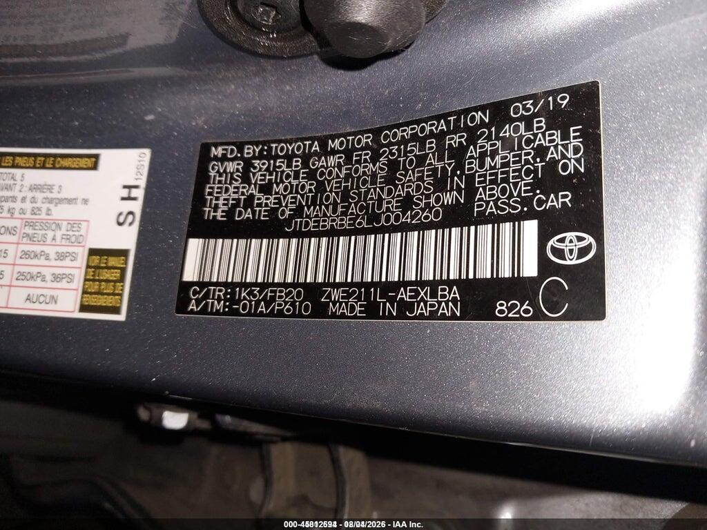 JTDEBRBE6LJ004260 2020 TOYOTA COROLLA photo no. 9