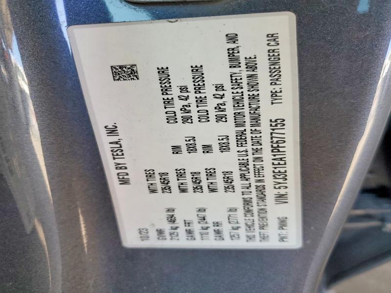 5YJ3E1EA1PF677155 2023 TESLA MODEL 3 photo no. 12