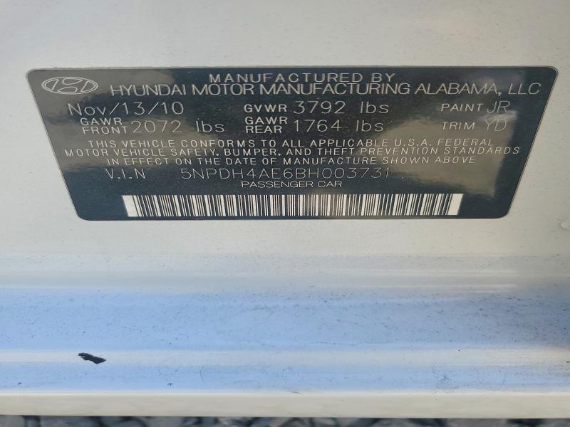 5NPDH4AE6BH003731 2011 HYUNDAI ELANTRA photo no. 12