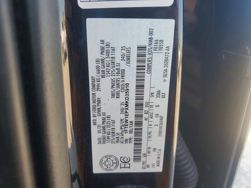 1FTEW1EPXMKD35910 2021 FORD F150 photo no. 12