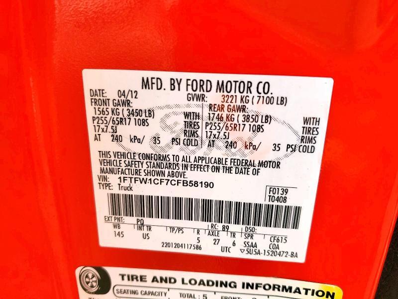 2012 FORD F150 SUPERCREW — Фото 12 из 12