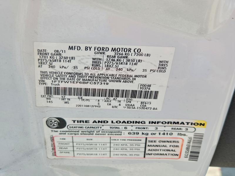 1FTFW1EF6BFC57319 2011 FORD F150 photo no. 12