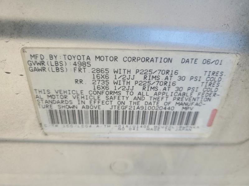2001 TOYOTA HIGHLANDER BASE — Фото 13 из 13