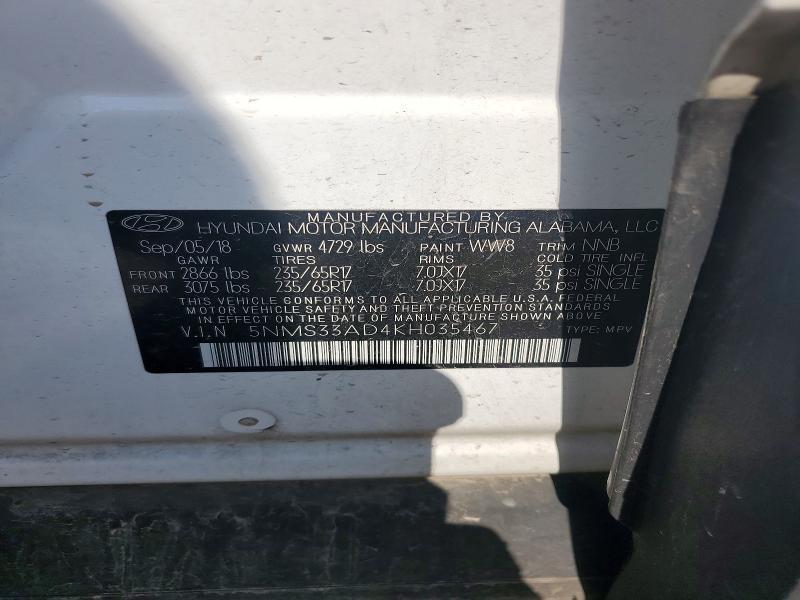2019 HYUNDAI SANTA FE SEL 2.4L — Фото 12 из 12