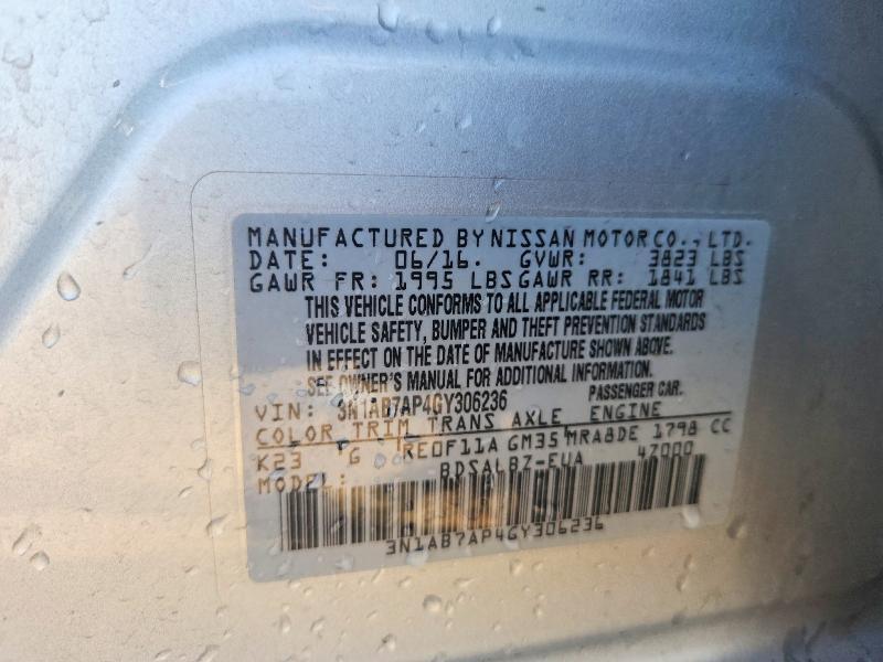 3N1AB7AP4GY306236 2016 NISSAN SENTRA photo no. 12
