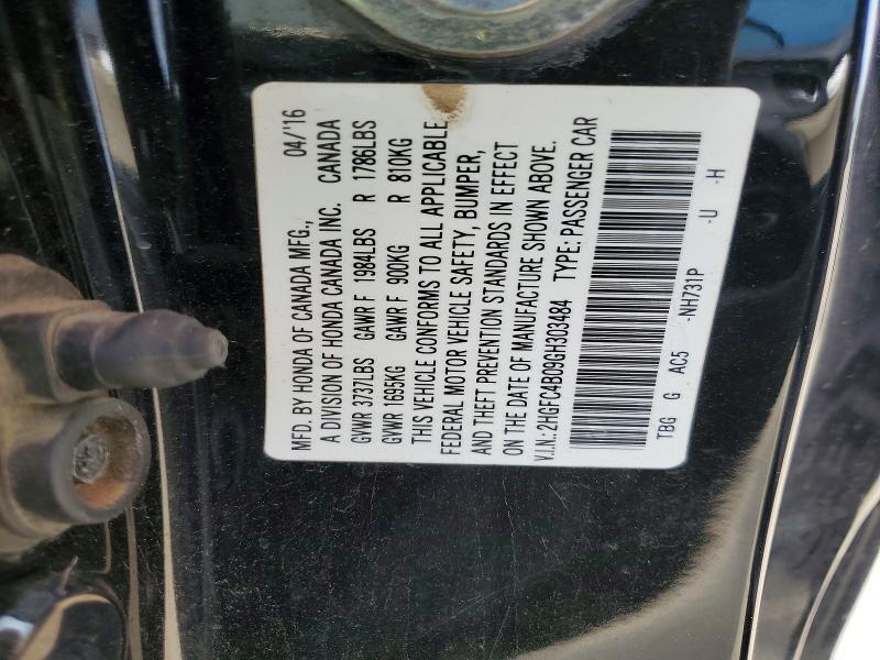 2HGFC4B09GH303484 2016 HONDA CIVIC photo no. 12