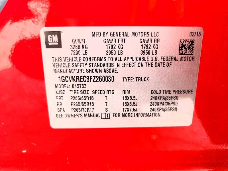2015 CHEVROLET SILVERADO K1500 LT — Фото 12 из 12