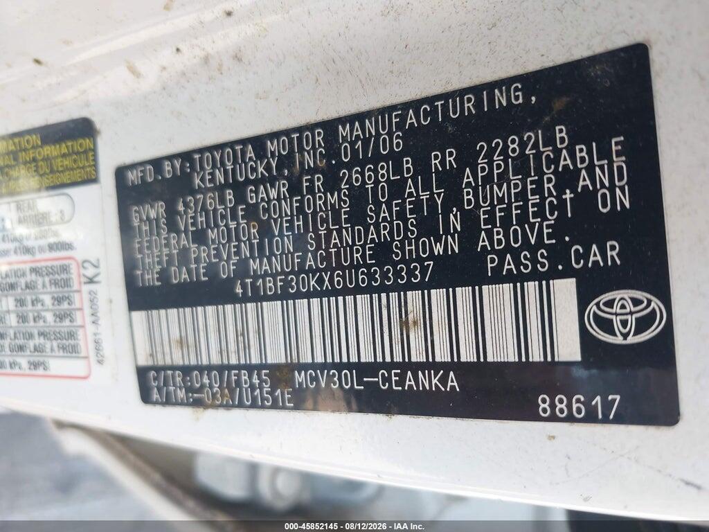 4T1BF30KX6U633337 2006 TOYOTA CAMRY photo no. 9