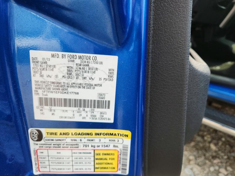 1FTFW1EF0DKE17768 2013 FORD F150 photo no. 12