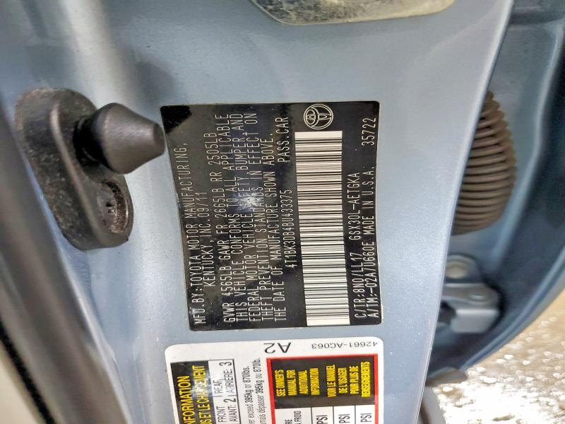 4T1BK3DB4BU433375 2011 TOYOTA AVALON photo no. 12