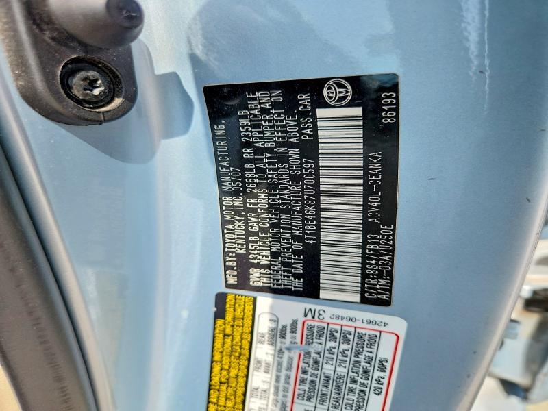 2007 TOYOTA CAMRY LE — Фото 12 из 12