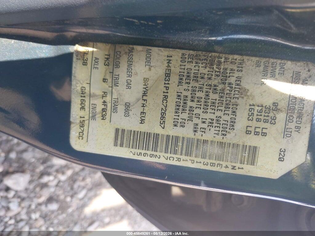 1N4EB31P1RC726657 1994 NISSAN SENTRA photo no. 9