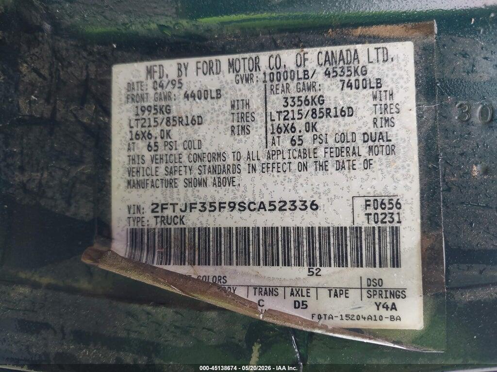 2FTJF35F9SCA52336 1995 FORD F350 photo no. 9