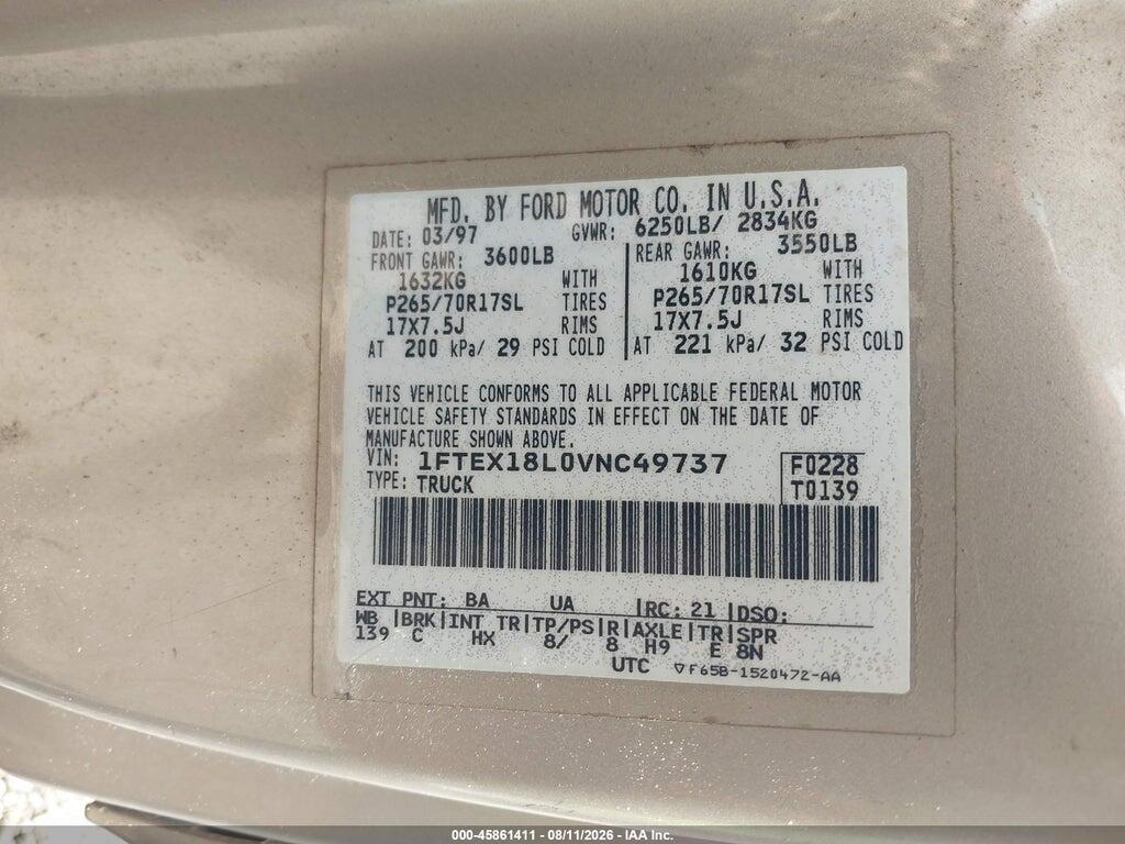 1FTEX18L0VNC49737 1997 FORD F-150 photo no. 9