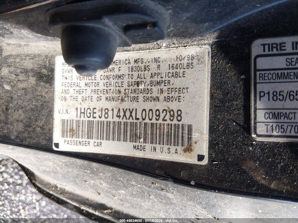 1HGEJ814XXL009298 1999 HONDA CIVIC photo no. 9