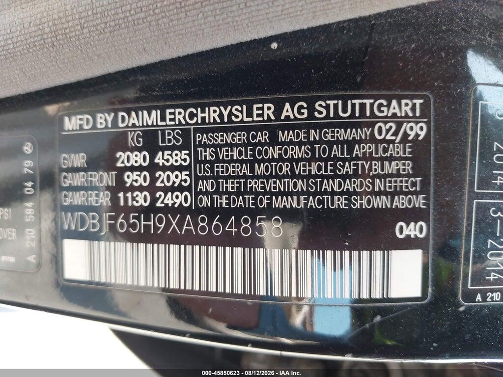 WDBJF65H9XA864858 1999 MERCEDES-BENZ E 320 photo no. 9