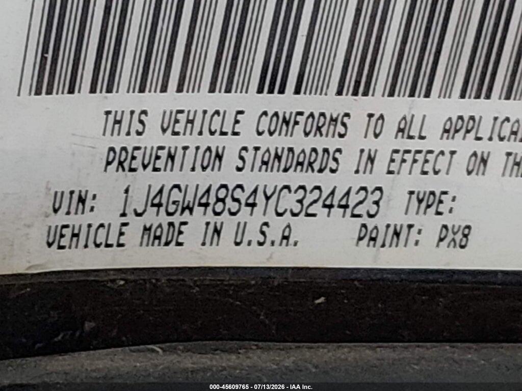 1J4GW48S4YC324423 2000 JEEP GRAND CHEROKEE photo no. 9