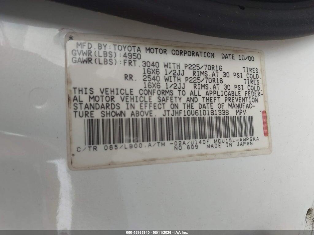 JTJHF10U610181338 2001 LEXUS RX 300 photo no. 9