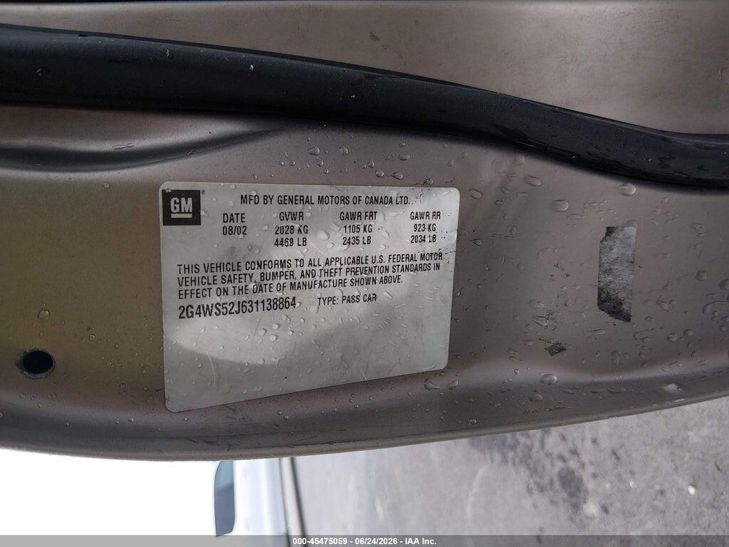 2G4WS52J631138864 2003 BUICK CENTURY photo no. 9