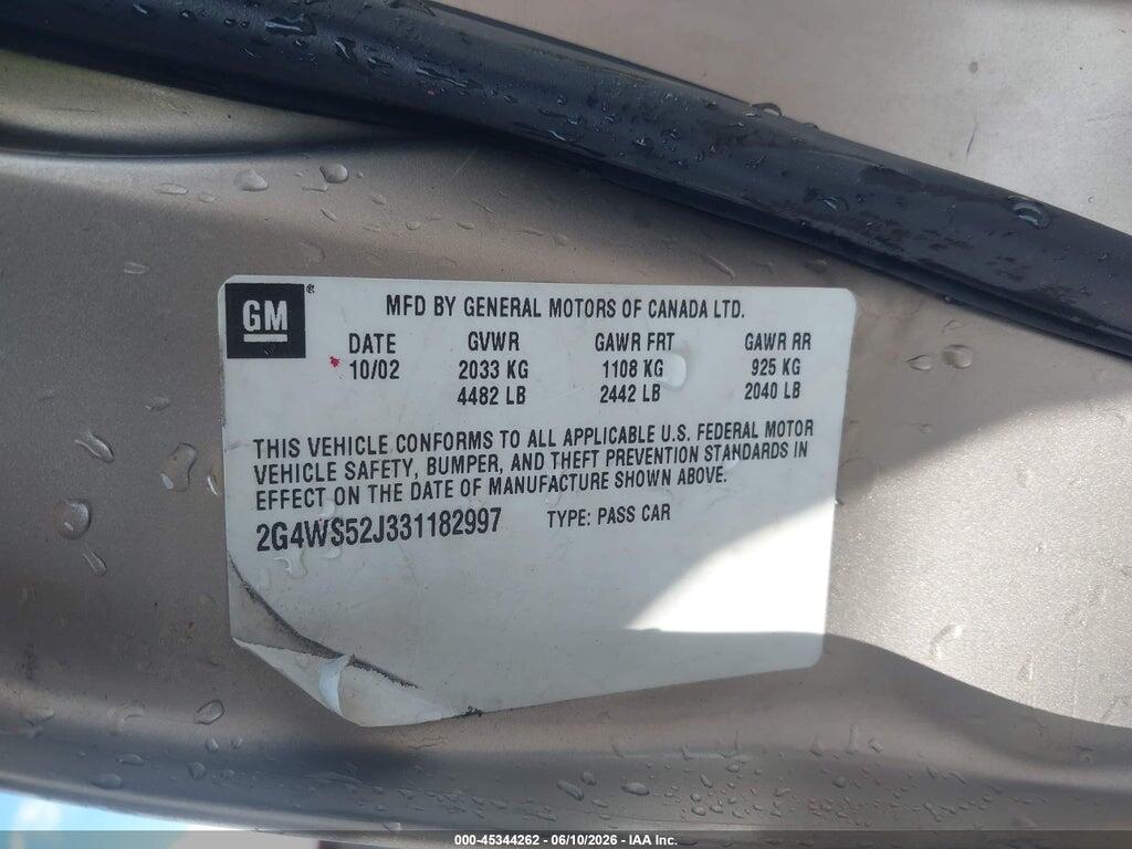 2G4WS52J331182997 2003 BUICK CENTURY photo no. 9