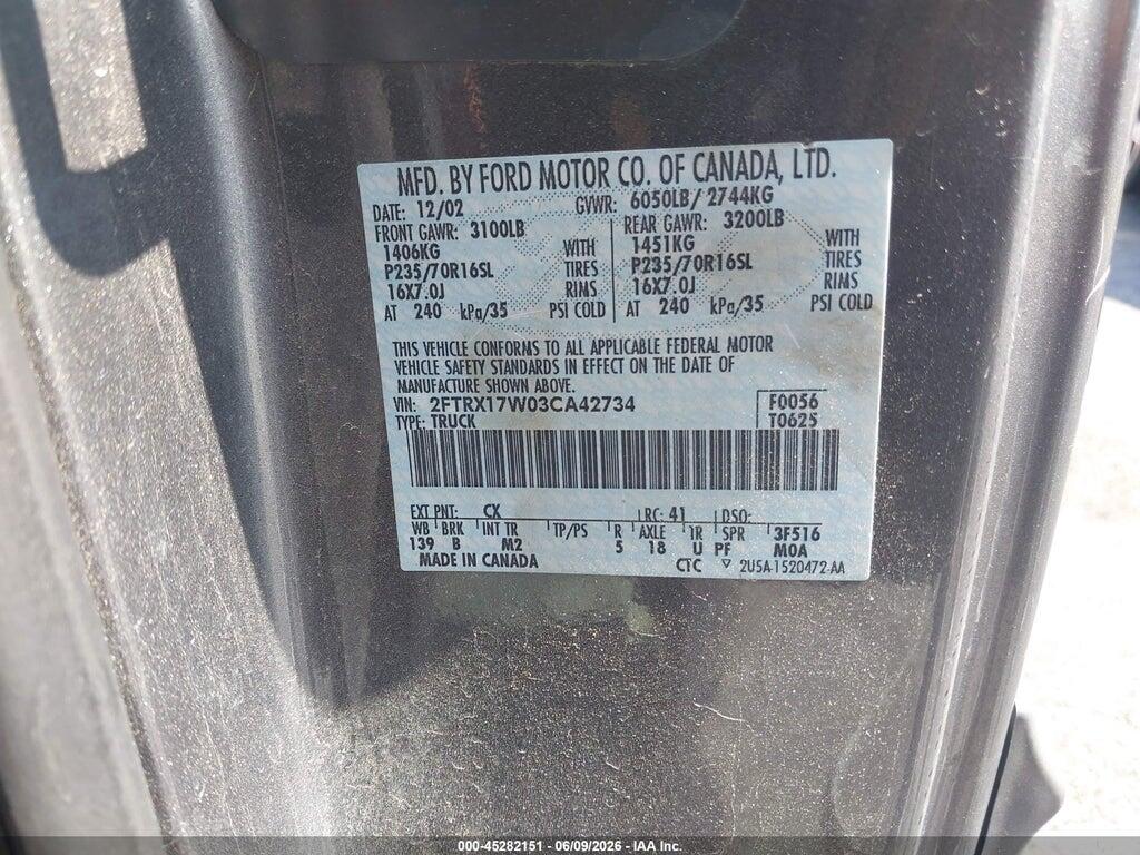 2FTRX17W03CA42734 2003 FORD F-150 photo no. 9