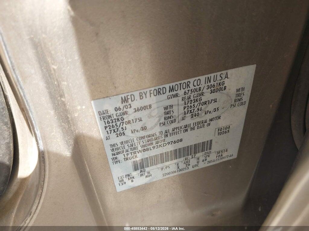 1FTRW08L93KD97608 2003 FORD F-150 photo no. 9