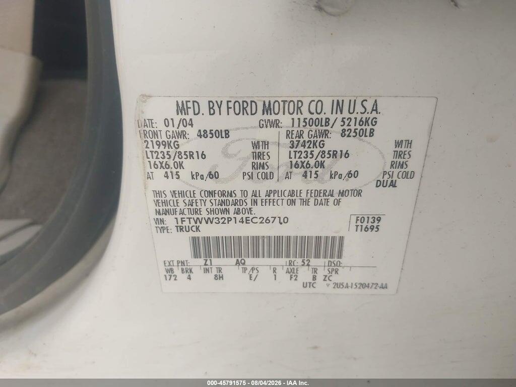 1FTWW32P14EC26710 2004 FORD F-350 photo no. 9