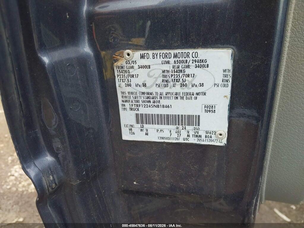 1FTRF12245NB18461 2005 FORD F-150 photo no. 9