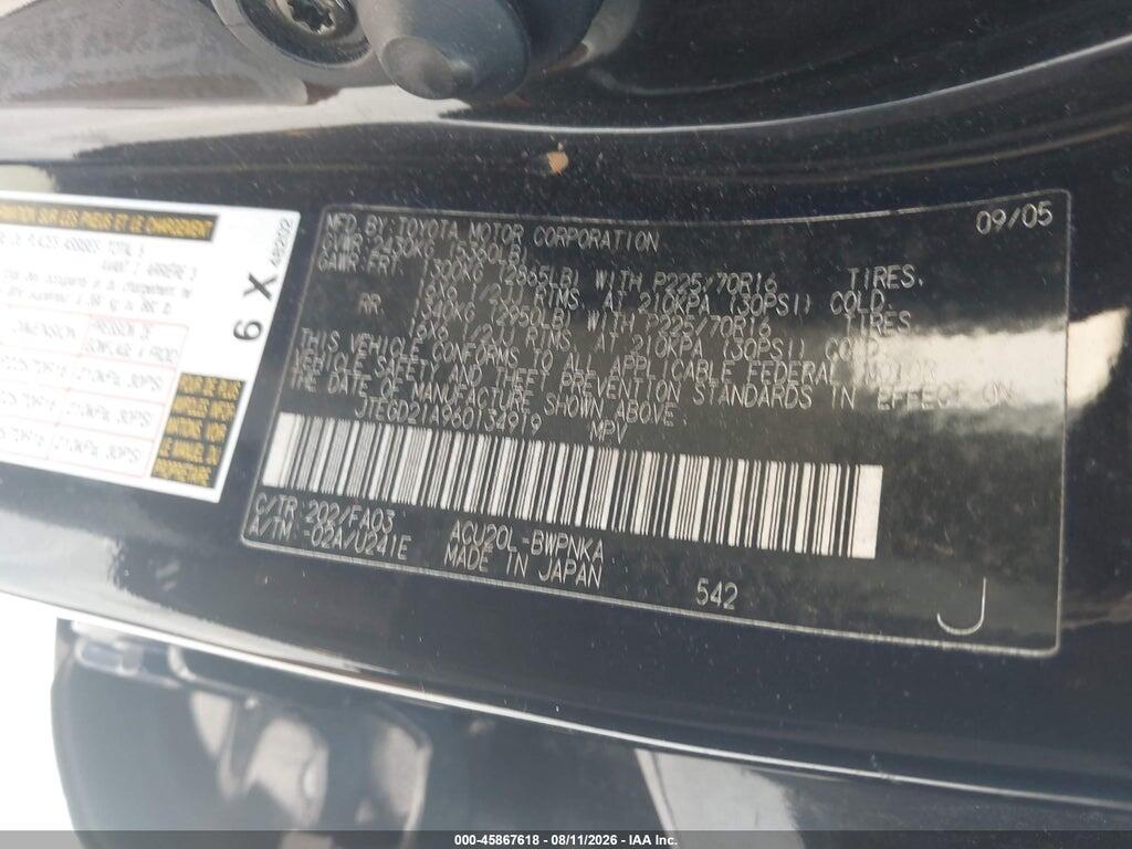 JTEGD21A960134919 2006 TOYOTA HIGHLANDER photo no. 9