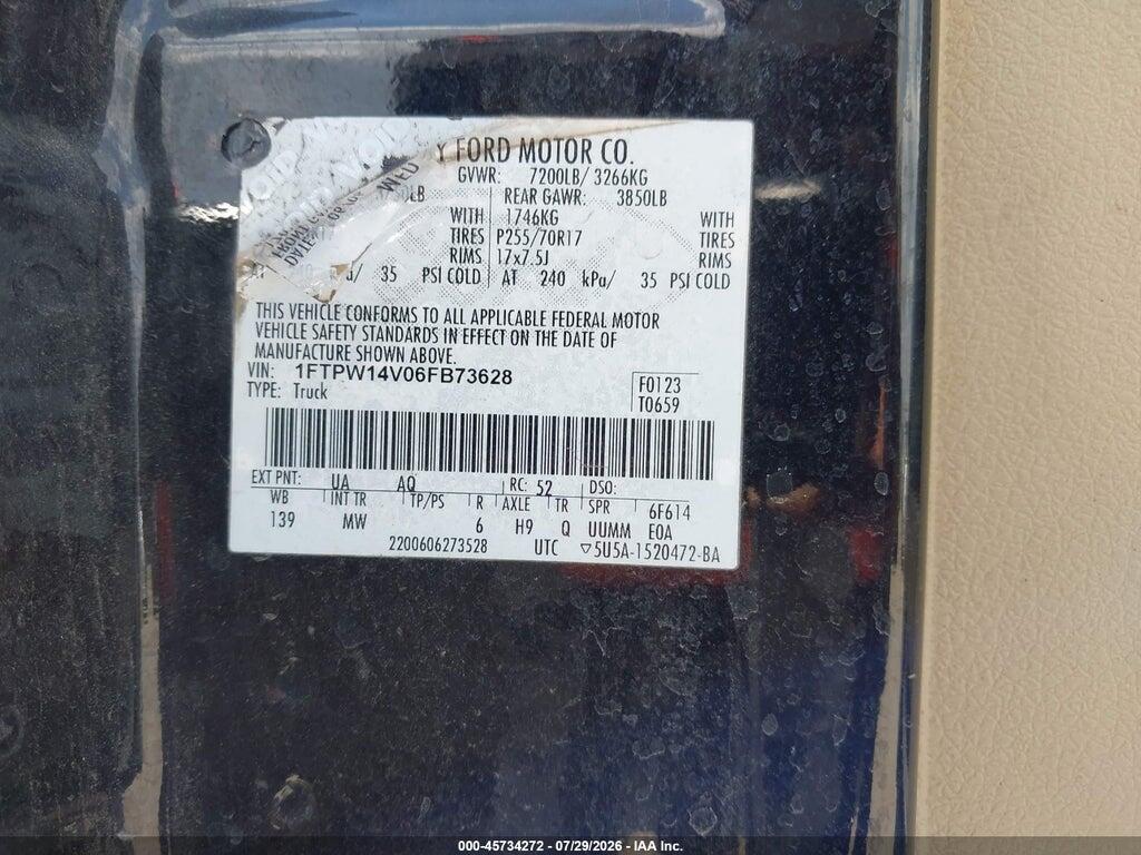 1FTPW14V06FB73628 2006 FORD F-150 photo no. 9