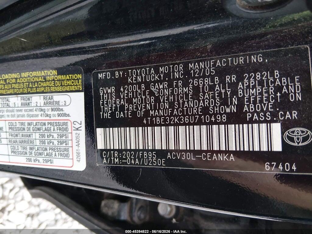 4T1BE32K36U710498 2006 TOYOTA CAMRY photo no. 9