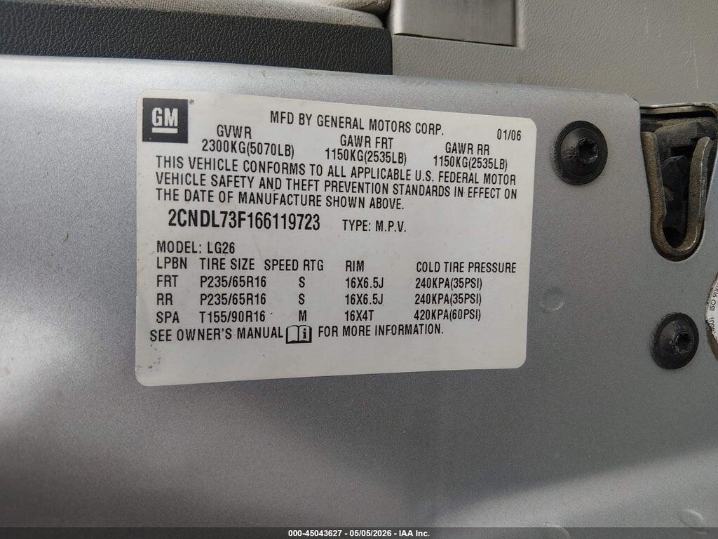 2CNDL73F166119723 2006 CHEVROLET EQUINOX photo no. 9