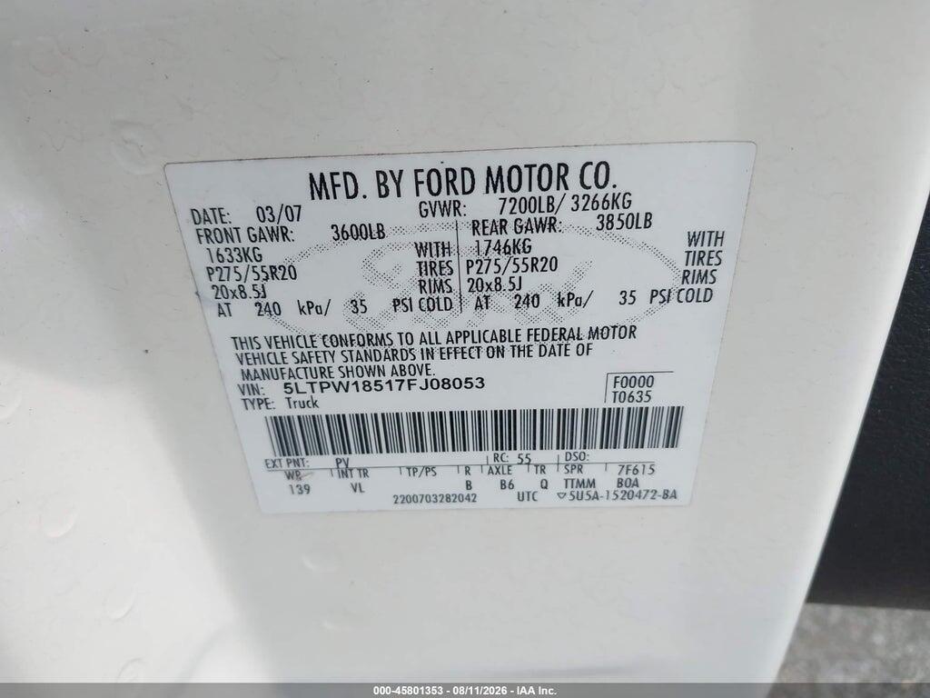5LTPW18517FJ08053 2007 LINCOLN MARK LT photo no. 9