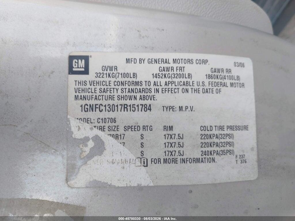 1GNFC13017R151784 2007 CHEVROLET TAHOE photo no. 9