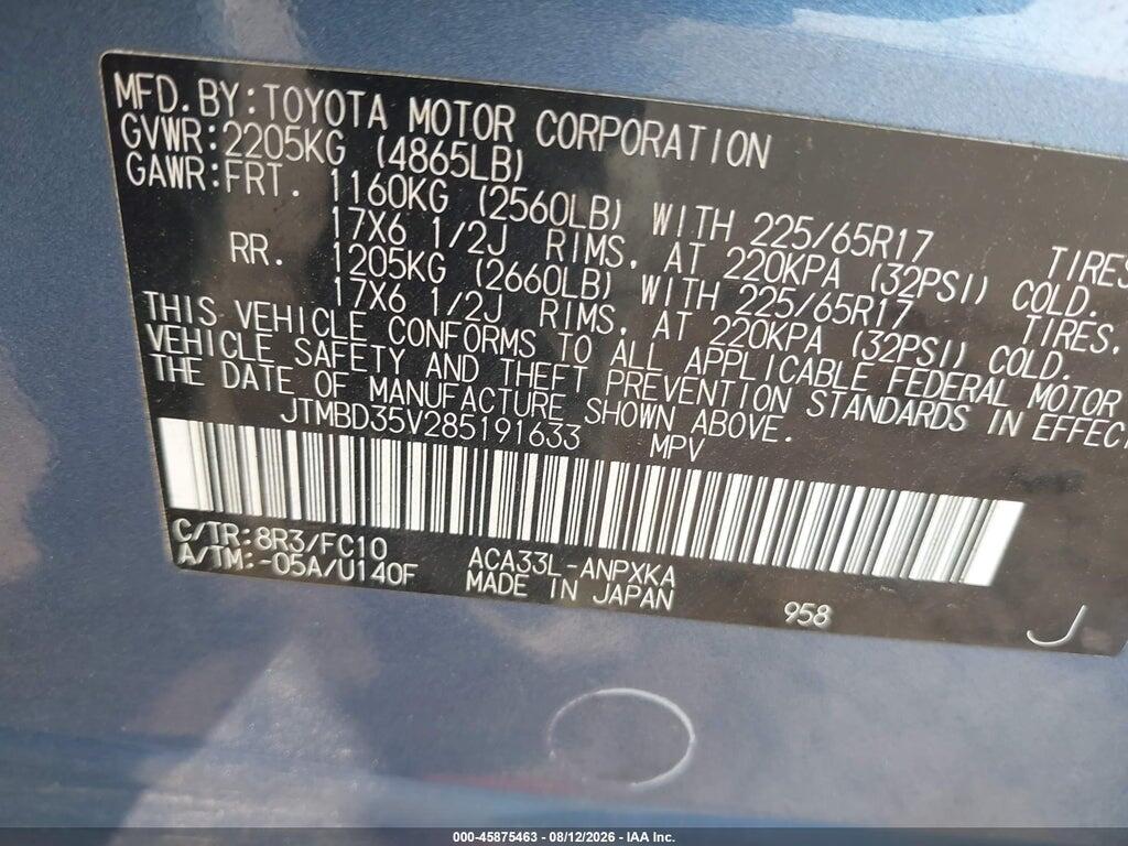 JTMBD35V285191633 2008 TOYOTA RAV4 photo no. 9