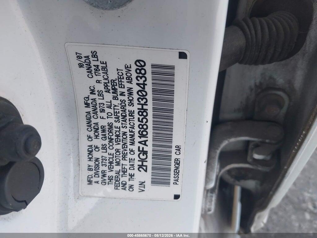 2HGFA16858H304380 2008 HONDA CIVIC photo no. 9
