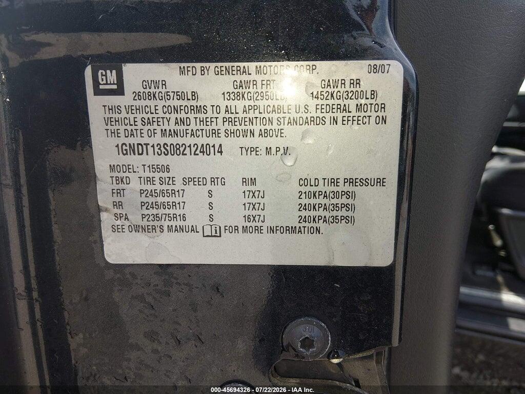 1GNDT13S082124014 2008 CHEVROLET TRAILBLAZER photo no. 9