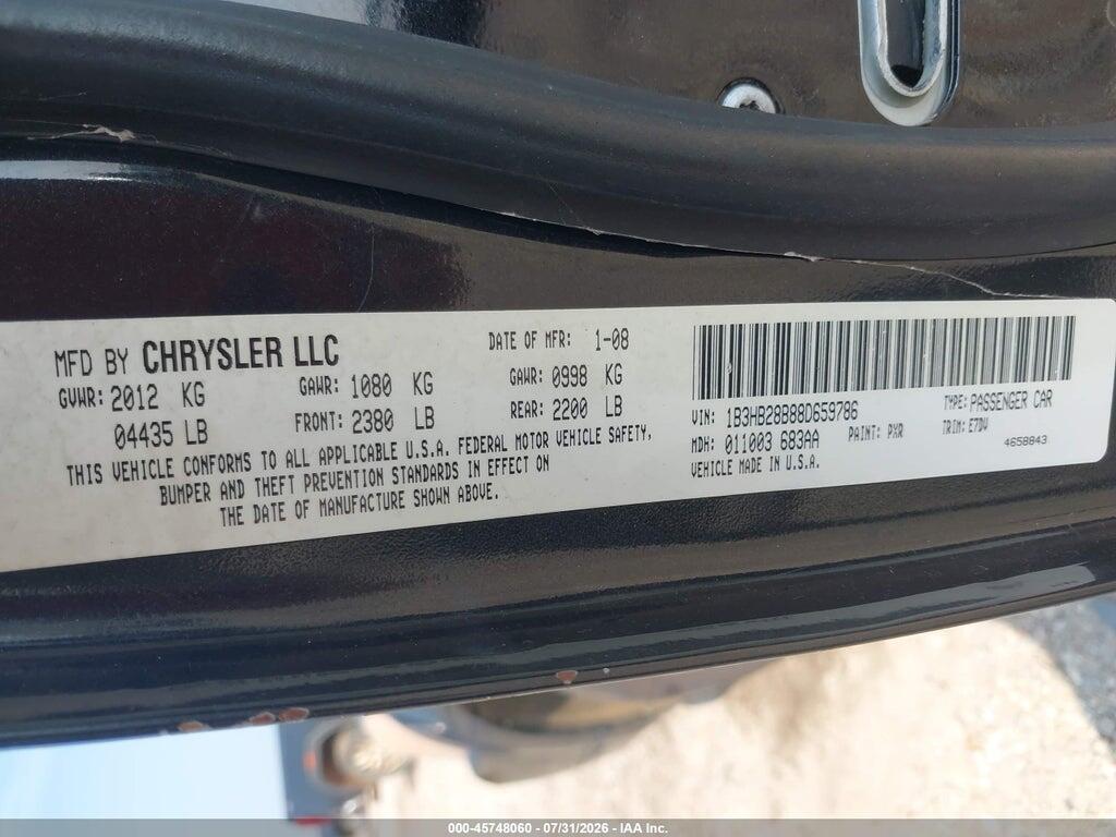 1B3HB28B88D659786 2008 DODGE CALIBER photo no. 9