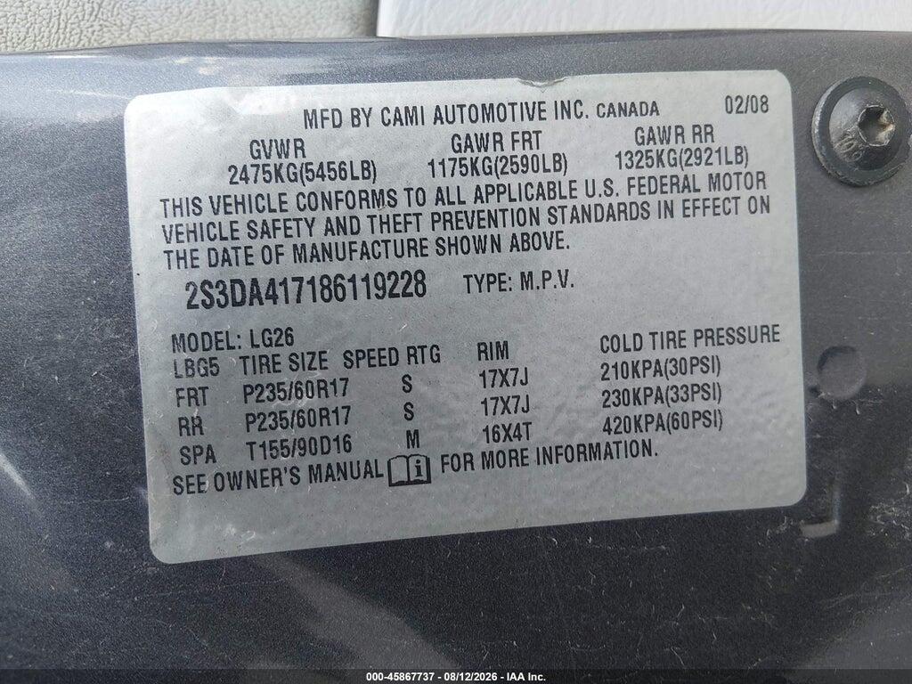 2S3DA417186119228 2008 SUZUKI XL7 photo no. 9