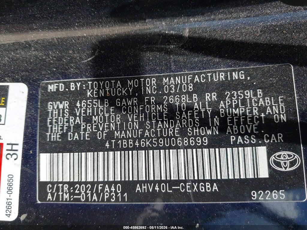 4T1BB46K59U068699 2009 TOYOTA CAMRY HYBRID photo no. 9