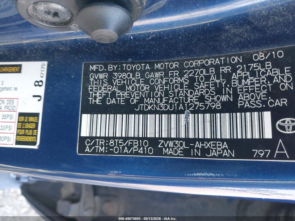 JTDKN3DU1A1275798 2010 TOYOTA PRIUS photo no. 9