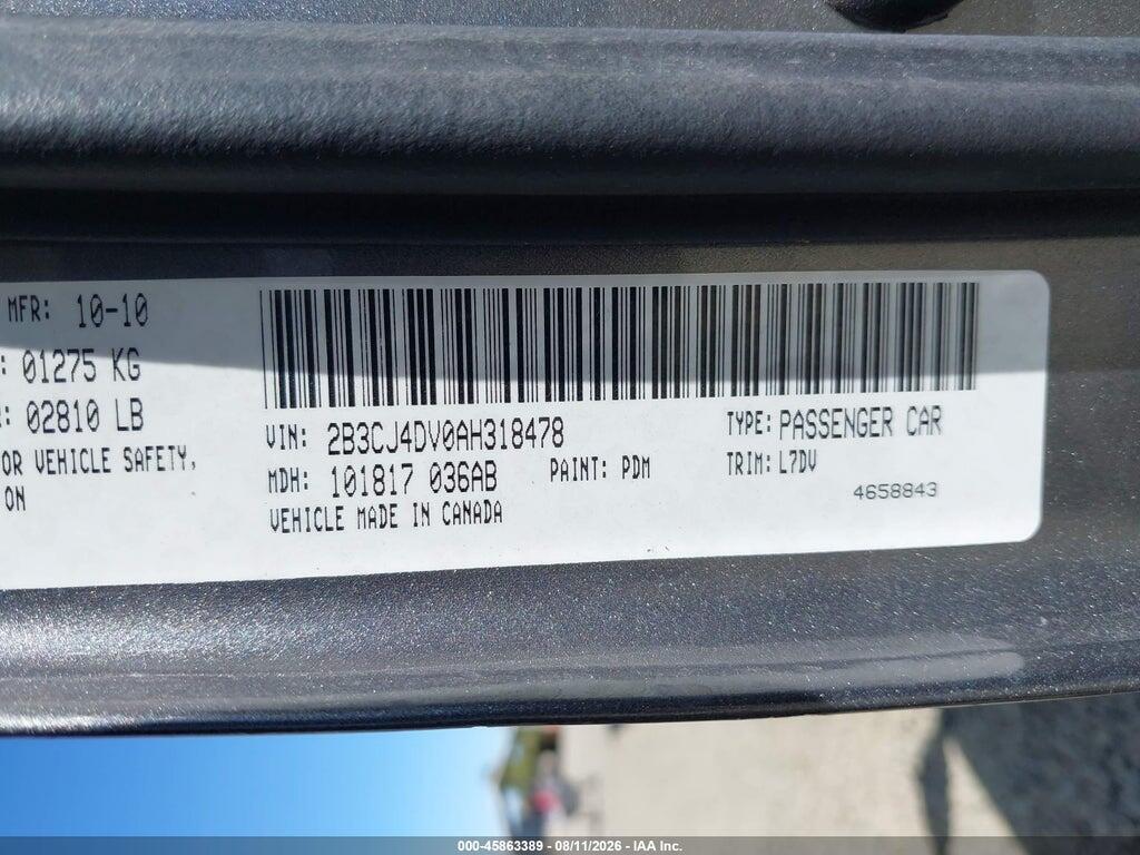 2B3CJ4DV0AH318478 2010 DODGE CHALLENGER photo no. 9