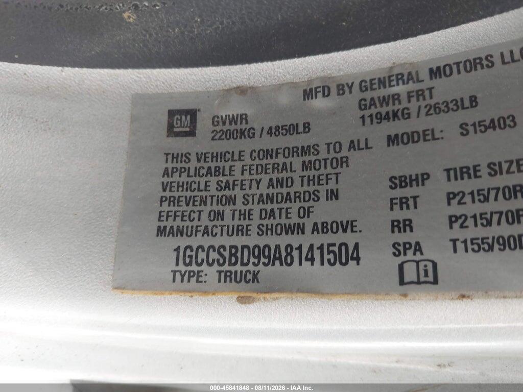 1GCCSBD99A8141504 2010 CHEVROLET COLORADO photo no. 9