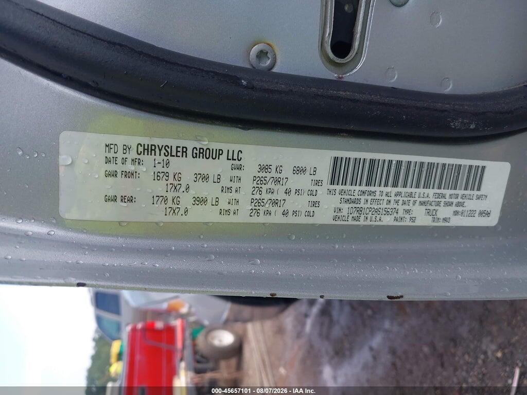 1D7RB1CP2AS156374 2010 DODGE RAM 1500 photo no. 9
