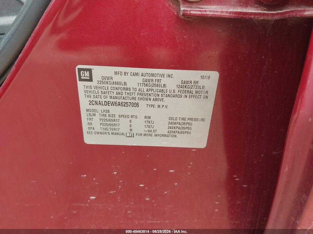 2CNALDEW6A6257006 2010 CHEVROLET EQUINOX photo no. 9