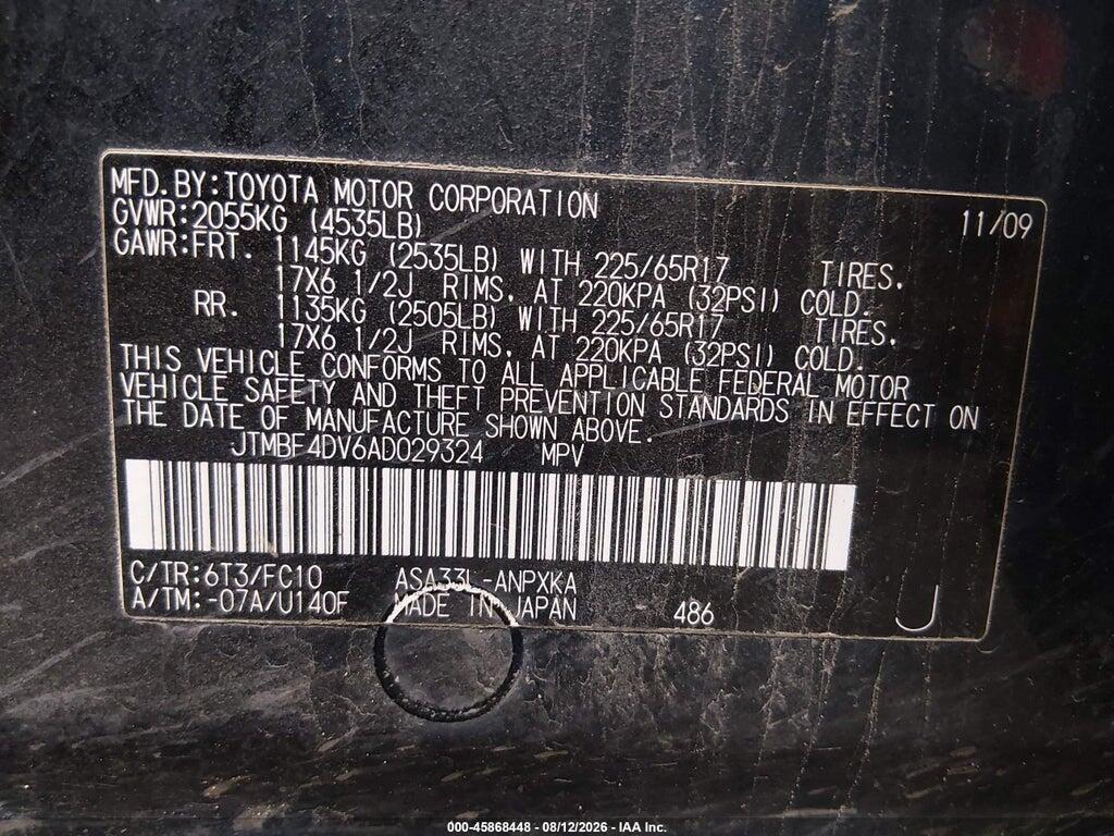 JTMBF4DV6AD029324 2010 TOYOTA RAV4 photo no. 9