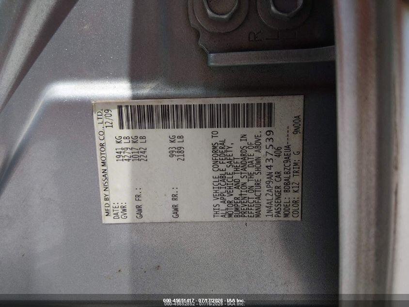 1N4AL2AP9AN437539 2010 NISSAN ALTIMA photo no. 9