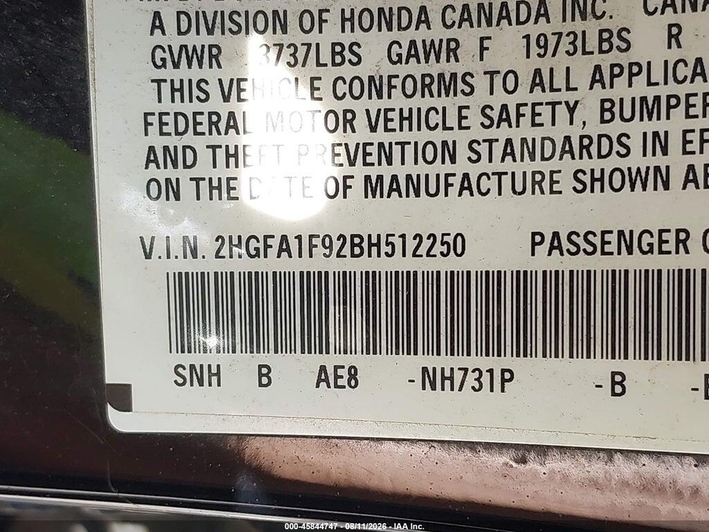 2HGFA1F92BH512250 2011 HONDA CIVIC photo no. 9